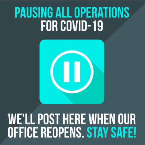 Graphic stating operations are paused due to COVID-19
